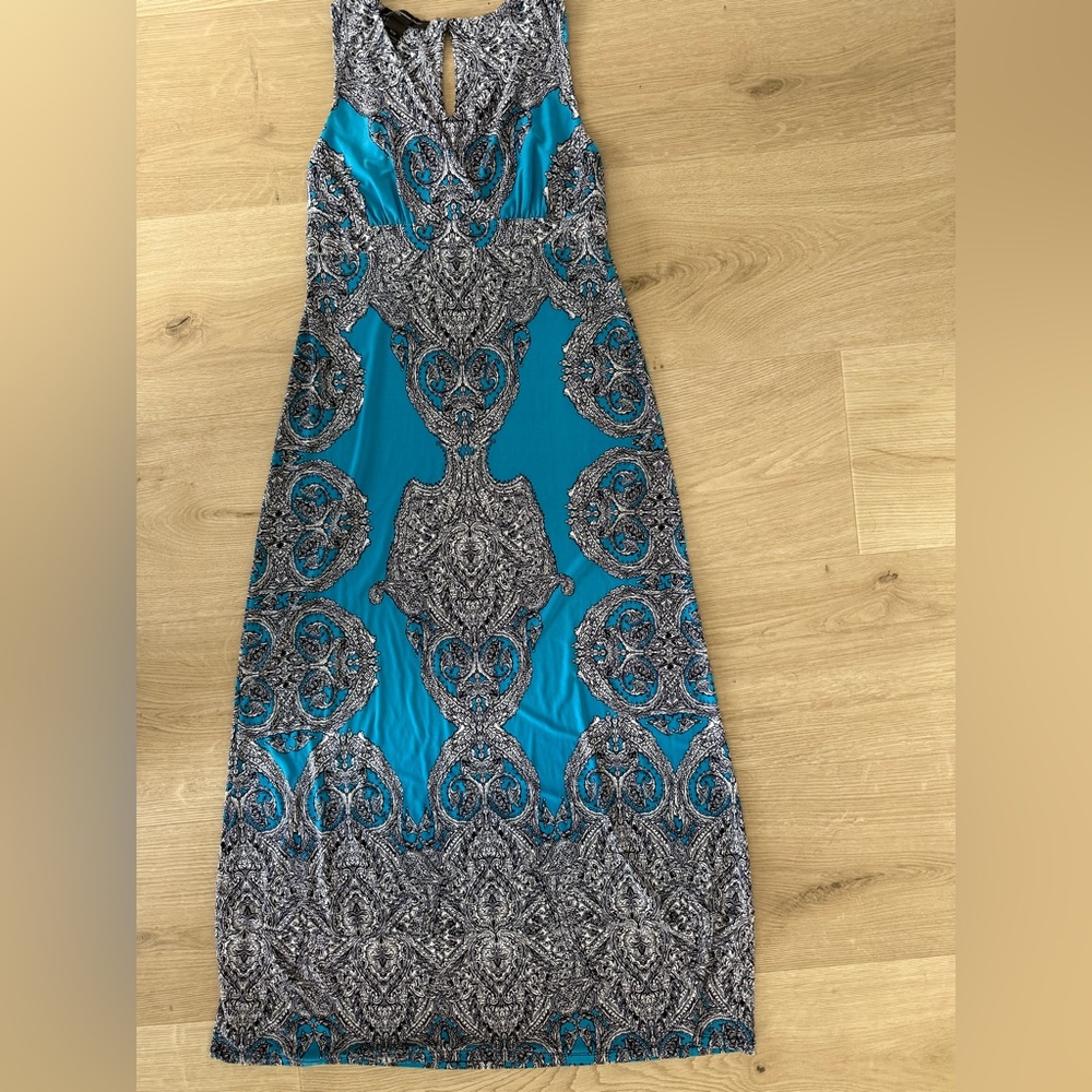 INC International Concepts Teal and Black Maxi Dress